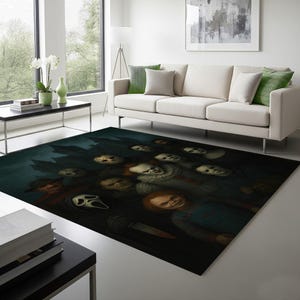 Tapis de film d'horreur rétro, décoration de salle de télévision d'Halloween