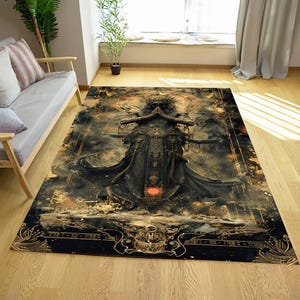 Celestial Moon Area Rug: Gothic Landscape Design