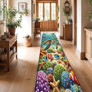 Tapis poissons de mer, Tapis sur le thème de la mer, Tapis de plage, Tapis de mer, Tapis vagues de mer, Tapis vagues de sable, Tapis nautique, Tapis de plage transparent, Tapis océan, Tapis d&#39;été,