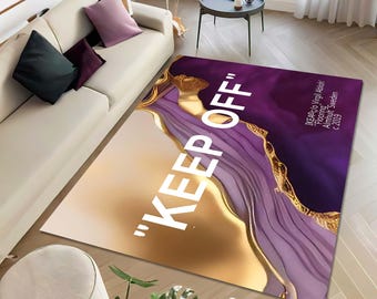 Keep Off Rug: Modern Black & White Area Rug - Custom Print