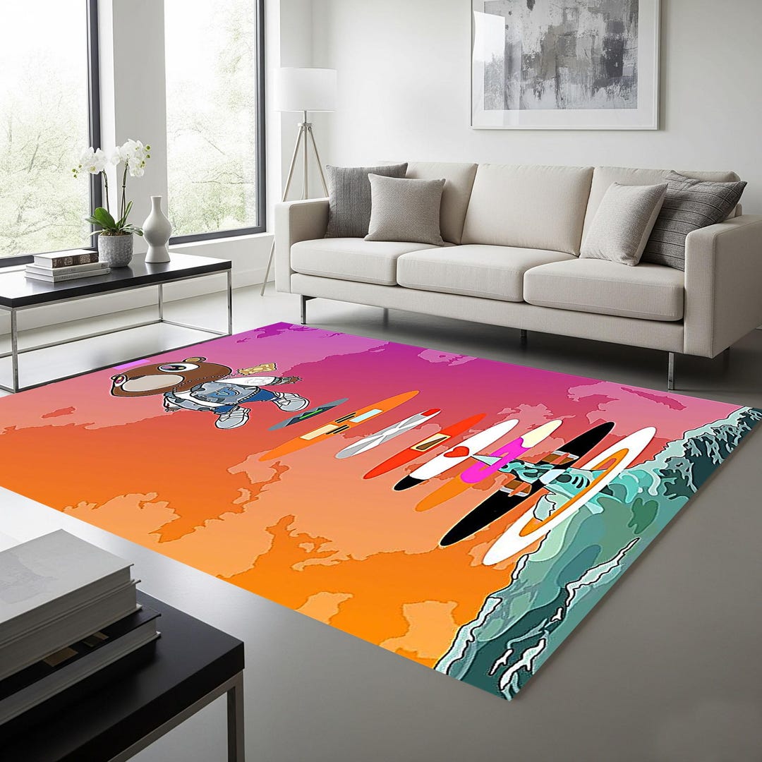 Kanye West Dropout Bear Rug: Tufted Anime Design, Non-slip - Etsy