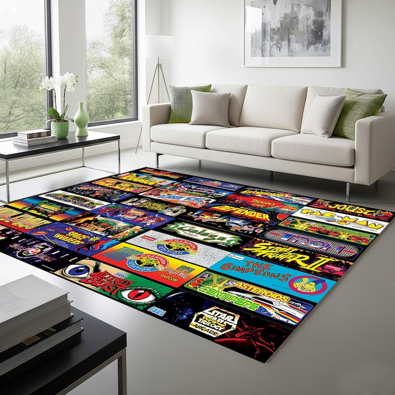 Reference Game Store Rug Retro Arcade Game Rug,retro Game Rug,arcade Nostalgia, Colorful Gaming ...