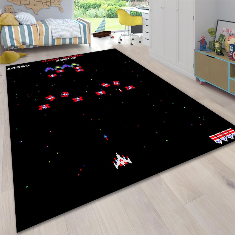 Retro Arcade Game Rug, Colorful Gaming Room Decor - Etsy