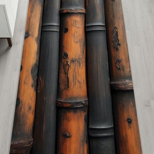 Woonkamertapijt met houtpatroon: ontwerp boerderij boomstronk