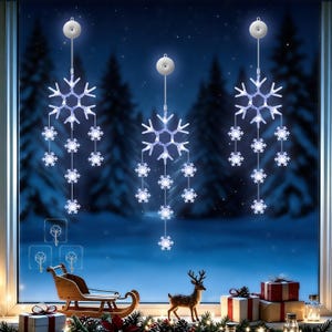 3Pack Christmas Window Lights Decorations,Battery Operated Christmas Lights