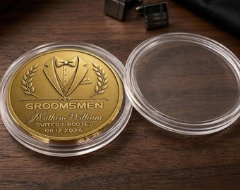 Man Challenge Bachelor Coin, Engraved Groomsmen Gift, Bachelor Party Challenge Coin, Best Man Gift, Groom Squad Keepsake