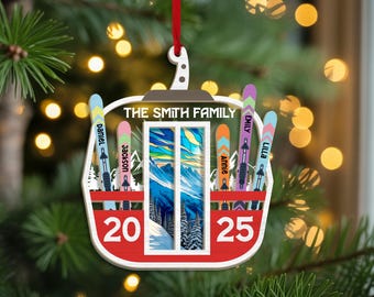 Personalized Skiing Team Player Ornament, Custom Family Name Skiing Ornament, Ski Lover Christmas Gift,Winter Holiday Family Travel Keepsake