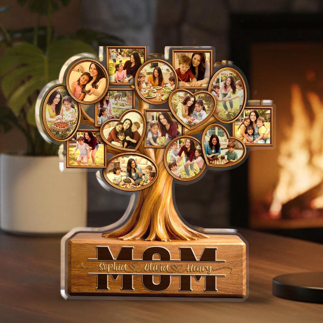 Custom Mom Mother’s Day Family Tree Acrylic Block With Photo ...