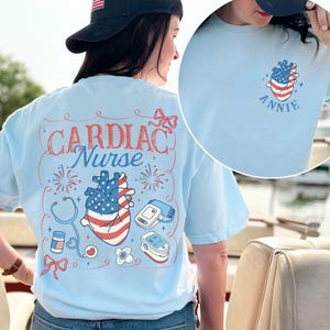 Cardiac Nurse 4th Of July Shirt, CVICU Cardiac Nurse July 4th Tee, Nurse Heart Anatomy Shirt, Cath Lab RN CCU, Anatomical Heart Nurse Shirt