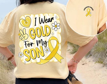 Childhood Cancer Awareness Shirt, I wear Gold for My Son Ribbon Shirt, Cancer Warrior Tee, Kids Cancer Support Shirt, Cancer Survivor Gifts