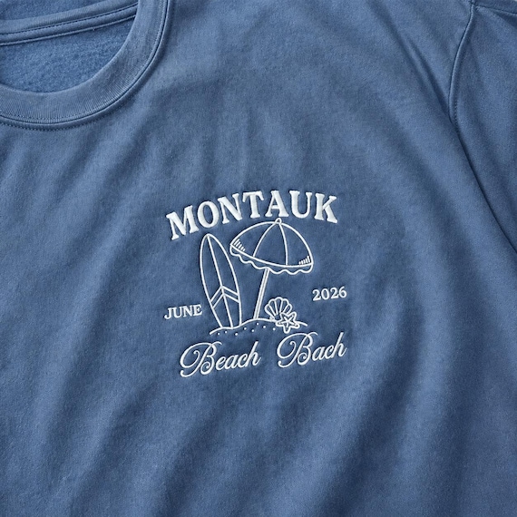 Embroidered Hamptons Bachelorette Shirt, Personalized Bride Squad Tee, Custom Bridesmaid Shirt, Montauk Bach Party Gift, Bridal Party Outfit