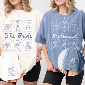 Custom Bride Bridesmaid Bachelorette Shirt, Custom Wedding Shirt Toss Social Club, Newly Wed Gift, Wine Bachelorette Custom Name on Sleeve