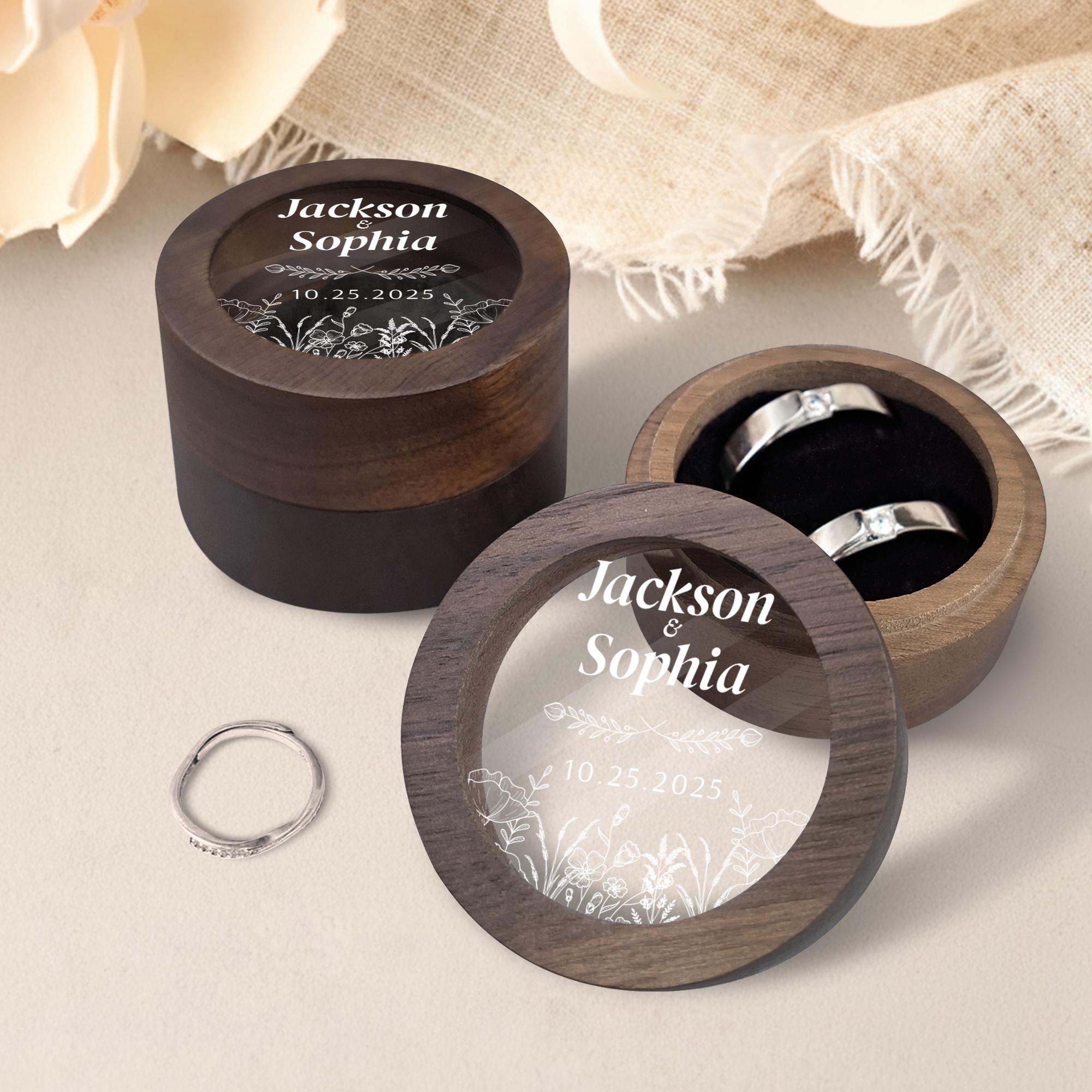 Wedding Rig Box Custom Wooden Wedding Ceremony Ring Box, Personalized Engraved ...
