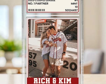 Trading Card Desk Name Plate For Couple, Custom Couple's name with Photo Acrylic Blocks, #1 Couple Sports, Gift for Baseball Lover