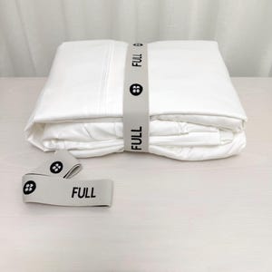 FULL Bed Sheet Set Organizer Band x2 - Organised linen storage for a tidy closet. Identify, keep & store bedsheets with elastic label straps