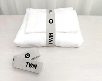 TWIN Lakanset Organiser Förvaringsband (Set om 2): Ordna linnegarderoben Lakanset Remhållare för märkt linne