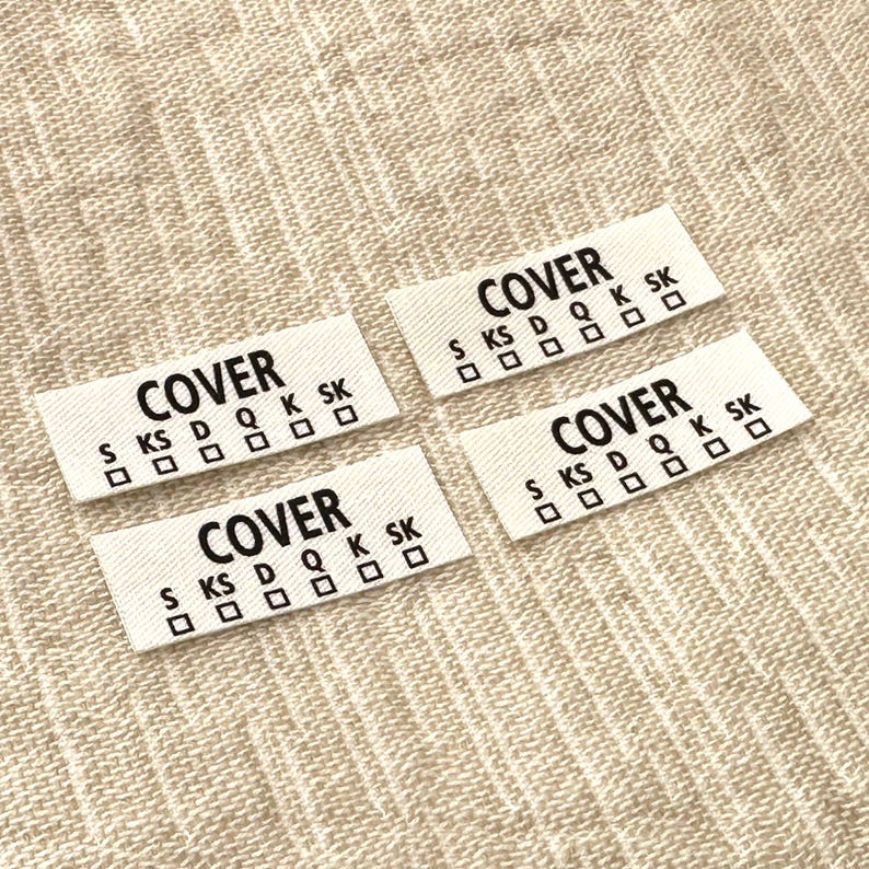 COVER Iron-on Bed Sheet Size Labels - Organic Cotton (set of 4). Iron ...