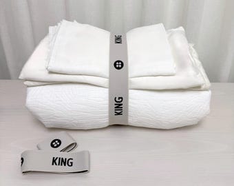 KING Bed Sheet Set Organiser Band x2 - Organised linen storage for a tidy closet. Identify, keep & store bedsheets with elastic label straps