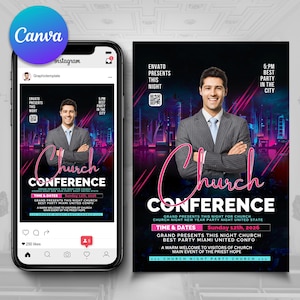 Church Conference Flyer | Church Worship Night | Church Concert Card | Youth Fellowship Flyer | Instagram Flyer | Church Flyer | Canva Flyer