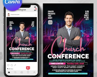 Church Conference Flyer | Church Worship Night | Church Concert Card | Youth Fellowship Flyer | Instagram Flyer | Church Flyer | Canva Flyer