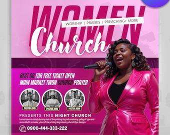 Women of God, Church Conference Flyer, Church Concert Flyer, Church Service, Canva Church Flyer, Sunday Flyer, Worship Flyers, Church Flyers