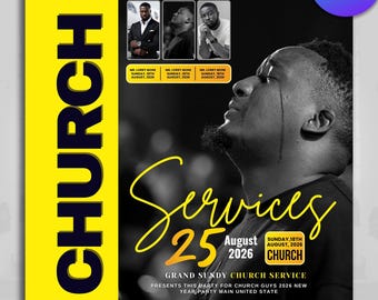 Church Service Flyers | Canva Flyers | Good Friday Church Flyers | Church Revival | Customizable Religious Flyers | Christian Worship Flyers