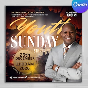 Youth Sunday Flyers, Youth Services, Church Faith Flyers, Canva Church Flyers, Church Revival, Church Convocation, Church Conference Flyers