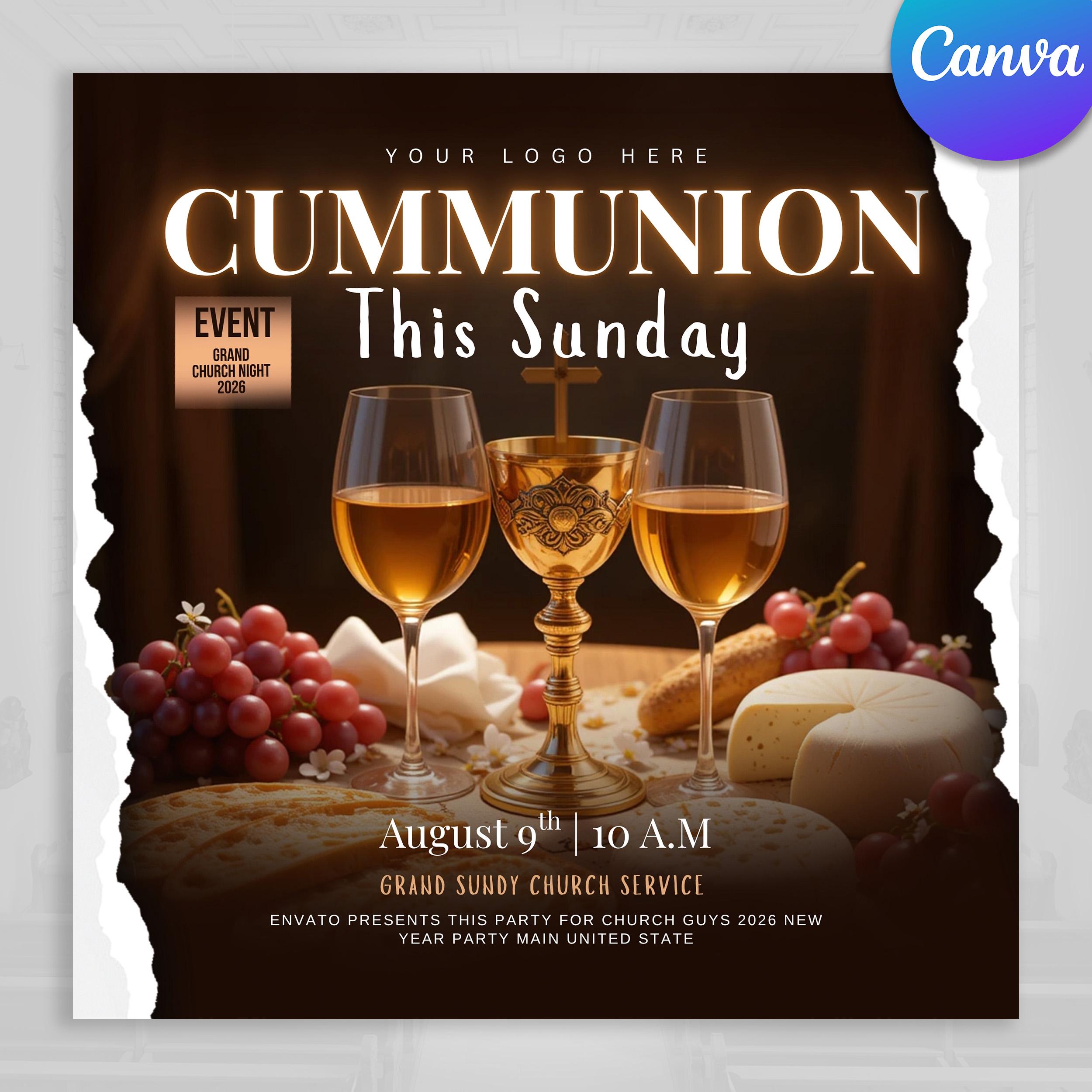 Communion Sunday Flyer | First Sunday Flyer | Canva Church Flyer | Lord ...