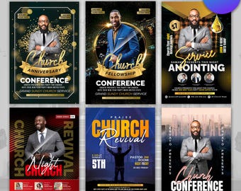 6 God Church Flyers, Church Revival, Church Canva Flyers, Gospel Flyers, Church Friday Bundle, Faith Prayer Flyer, Canva Easy to Use Flyers