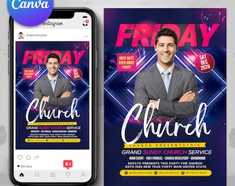 Church Concert Flyer | Church Worship Flyer | Church Event Card | Church Event Invite | Instagram Flyer | Church Flyers | Canva Templates