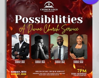 Possibilities Church Flyers, Church Flyers, Church Services Flyers, Church Conference, Church Concert, Church Worship, Church Revival Canva