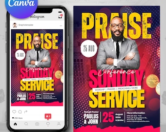 Sunday Service Flyer | Church Flyer | Church Event Flyer | Church Event Invite | Instagram Flyer | Church Prayers | Youth Fellowship, Canva