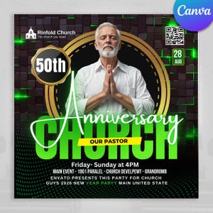 Anniversary Flyer | Canva Flyer | Church Social Media Template, Anniversary Elegant Poster, Church Anniversary Flyer, Anniversary Invitation