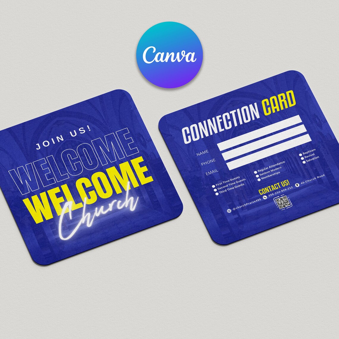 Church Connection Cards, Double Sided Church Card, Church Welcome Cards ...