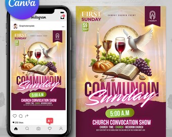 Communion Invite, Worship Event, Sacred Sunday Flyer, Holy Table, Lord’s Meal, Canva Church Flyers, Divine Supper, Sacred Cards, Holy Supper