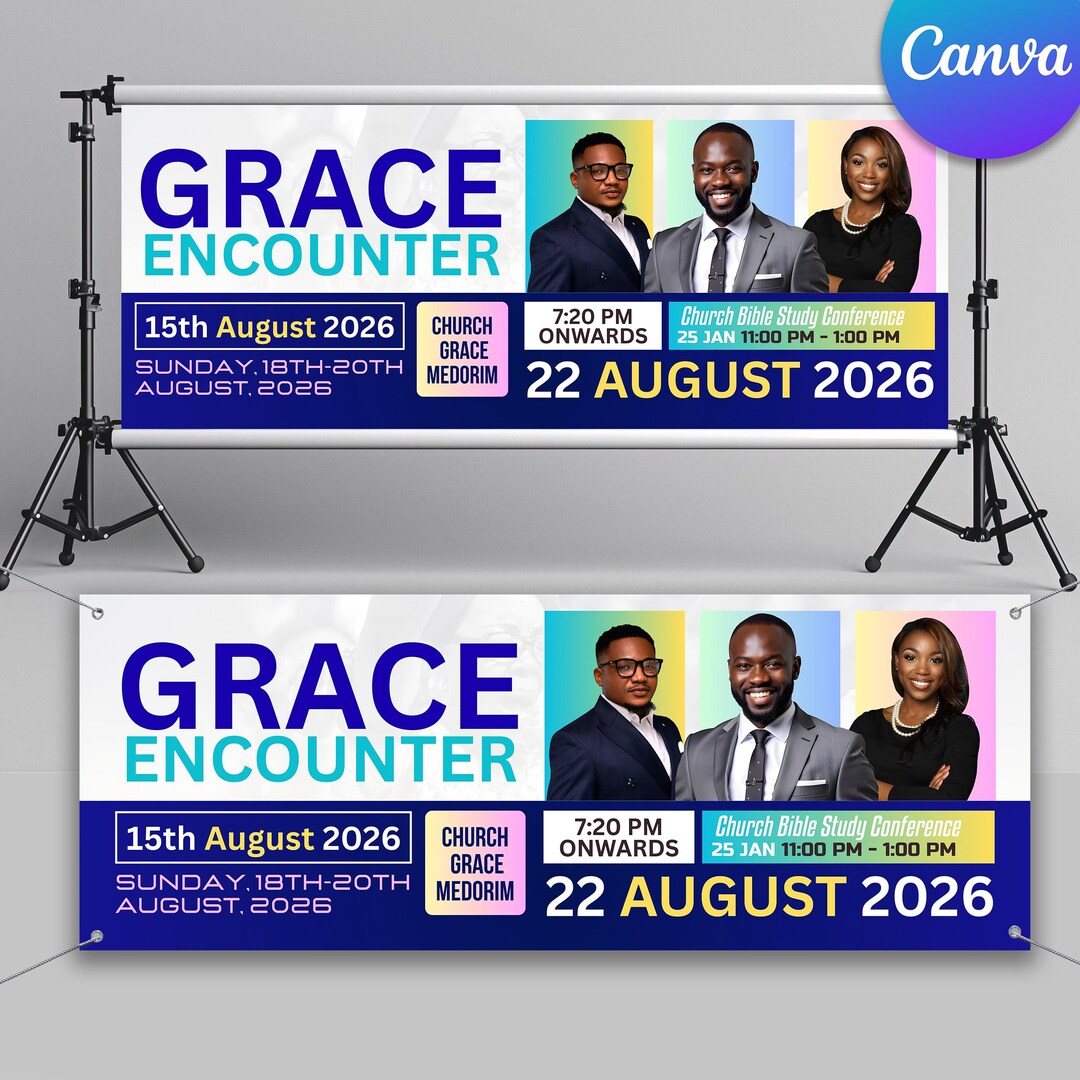 Grace Encounter Church Banner, Church Event Banner, Vinyl Horizontal ...