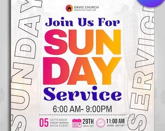 Sunday Service Church Flyers, Resurrection Sunday, Ministry Flyers, Editable Canva, Prayer Flyer, Religious Printables, Church Welcome Cards