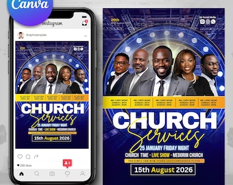 Church Service Flyer, Church Convocation Flyer, Church Conference, Church Concert, Church Fundraising, Church event, Church Anniversary Card