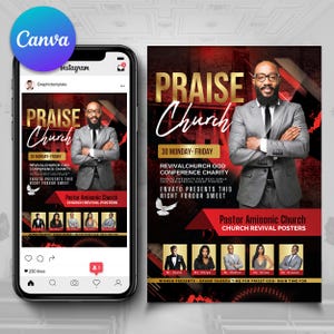 Panfleto de Culto da Igreja | Panfleto de Conferência da Igreja | Cartão de Evento da Igreja | Convite para Evento da Igreja | Panfleto do Instagram | Pôster da Igreja | Modelos do Canva