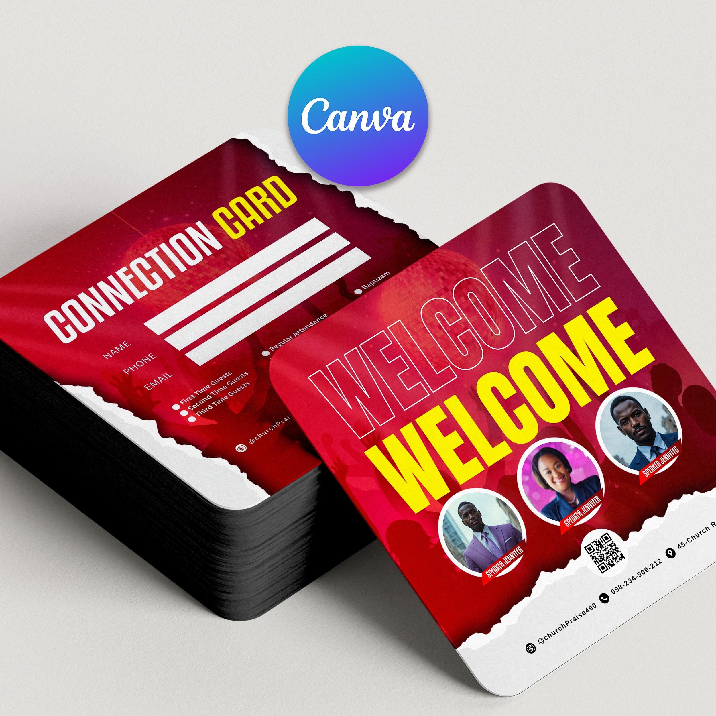 Church Connection Cards, Printable Connect Card, Editable Canva ...