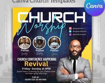 Church Worship Flyer | Church Templates | Canva Flyer | Church Revival | Church Service | Church Flyer Template | Canva Editable | PDF Files