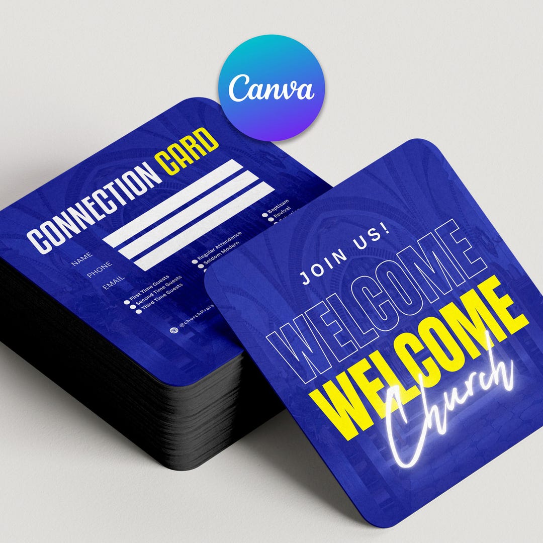 Church Connection Cards, Double Sided Church Card, Church Welcome Cards ...