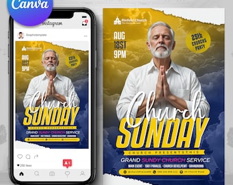 Kyrkans söndagsflyer, kyrkans lovsångsflyers, kyrklig väckelsekväll, hoppflyer, kyrklig väckelse, Canva-flyers, Gudsflyer, kyrkans Instagram-flyer