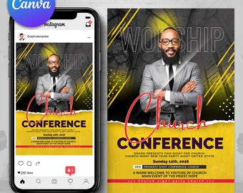 Church Conference Flyer | Church Event Poster | Church Event Invite | Instagram Post | Church Poster | Canva Flyer | Church Worship Flyer