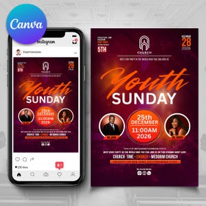 Youth Sunday Flyer, Youth Service Church Flyer, Church Night Flyers, Church Event Invite, Instagram Flyer, Church Canva Flyer, Guest Speaker