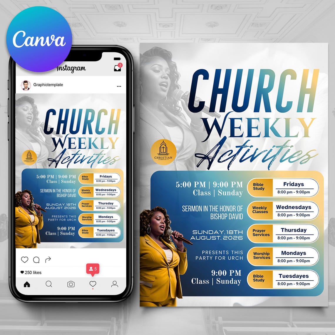 Church Weekly Events Flyer | Church Events Planner | Church Activities ...