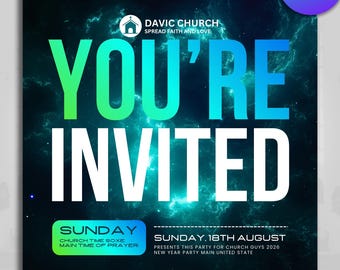 You're Invited Church Flyer, Church Templates, Church Instagram, Canva Editable, Church Conference, Church Invitation, Church program Invite