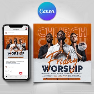 Church Friday Flyer | Canva Flyer | Church Conference Flyer | Church Social Media Template | Worship Poster, Church Revival Flyer, PDF Flyer