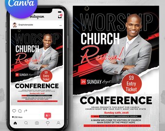 Heavenly Service Flyer | Soul Revival Flyer | Holy Convocation Poster | Worship Awakening Flyer | Blessing Night | Church Flyer | CanvaFlyer