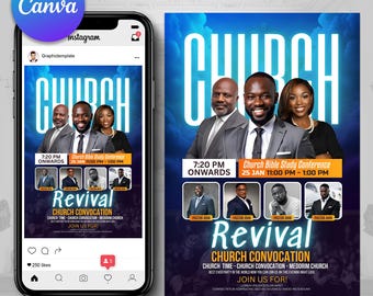 Church Revival, Church Convocation, Church Event, Church Service, Church Concert, Faith Flyer, Canva Church Templates, Instagram Church Post